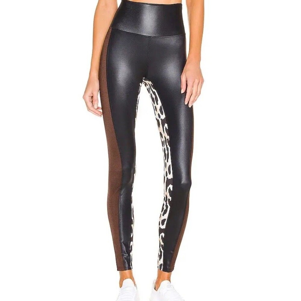Beach Riot Sport Spotted Leopard Legging Black Brown M